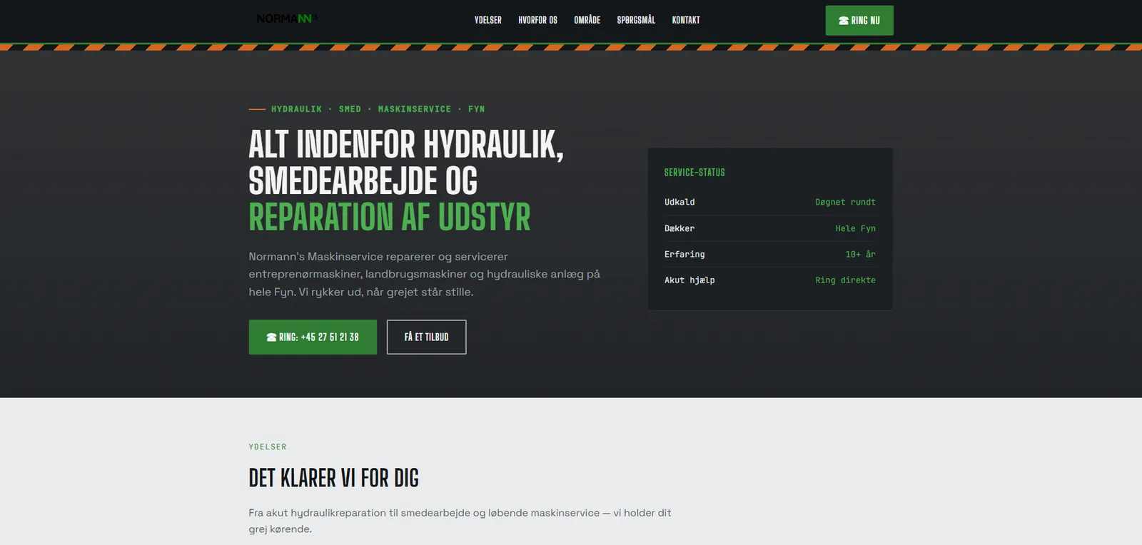 Maskinservice hjemmeside